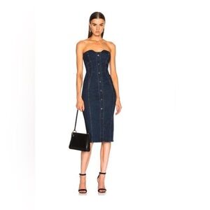 Elegant Strapless Denim Dress